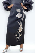 C3516 BEADED FLOWER SKIRT (SILVER, GLD)