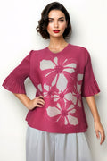 NY0025 PLEATED SLEEVE CRINKLED TOP