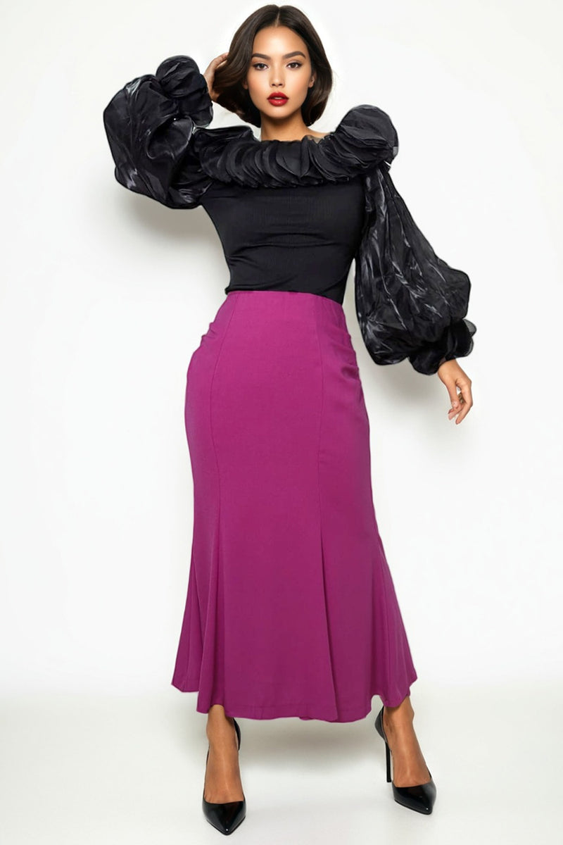 X7998 RUCHED MERMAID SKIRT (BLK, WHT, PINK) – N by Nancy