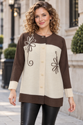 NY0090 EMBELLISHED CRINKLE BUTTON-DOWN TOP