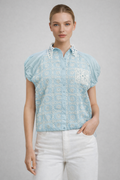 W5972 EMBROIDERED EYELET DRAWSTRING TOP