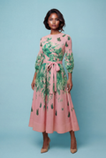 N2572 FLORAL PRINT CRINKLED DRESS