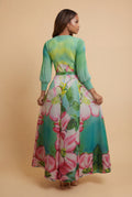 N2589 PRINT PLEATED MAXI DRESS