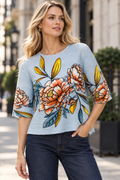 NY0097 FLORAL CRINKLE TOP