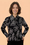 T2370 FLORAL PRINT EYELET TOP