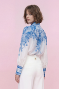 NY0036 PORCELAIN PRINT MANDARIN COLLAR TOP
