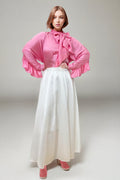 W5190 RUFFLE BACK TOP (PINK, WHT)