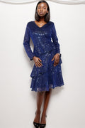 A90036 GLITTER V NECK DRESS