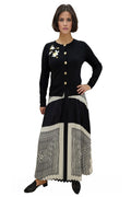 LS63039 ROUND NECK CARDIGAN SWEATER (WHT, BLK)