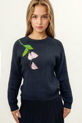 SA5071 FLOWER DIP SWEATER (WHT, BLK)