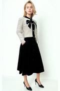 SR3001 SPARKLING BOW CARDIGAN SWEATER (WHT, BLK)