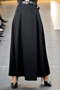 T2569 BLACK MAXI PLEATED SKIRT