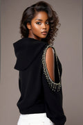W8368 RHINESTONE FRINGE SWEATER (S,ONLY)