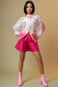 X7756 FLORAL BAND COLLAR TOP