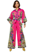 X7876A PEACOCK PRINT PANT SET