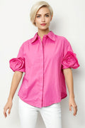 S3018 ROSE SLEEVE TOP (PINK, WHT, BLUE)