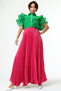 X7892 PLEATED SKIRT (PINK, ORANGE, WHT)