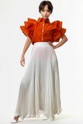 X7892 PLEATED SKIRT (PINK, ORANGE, WHT)