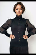 FZ0002 PLEATED SLEEVE SWEATER
