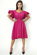 T8410 PUFF SLEEVE DRESS (ROSE, ORANGE)