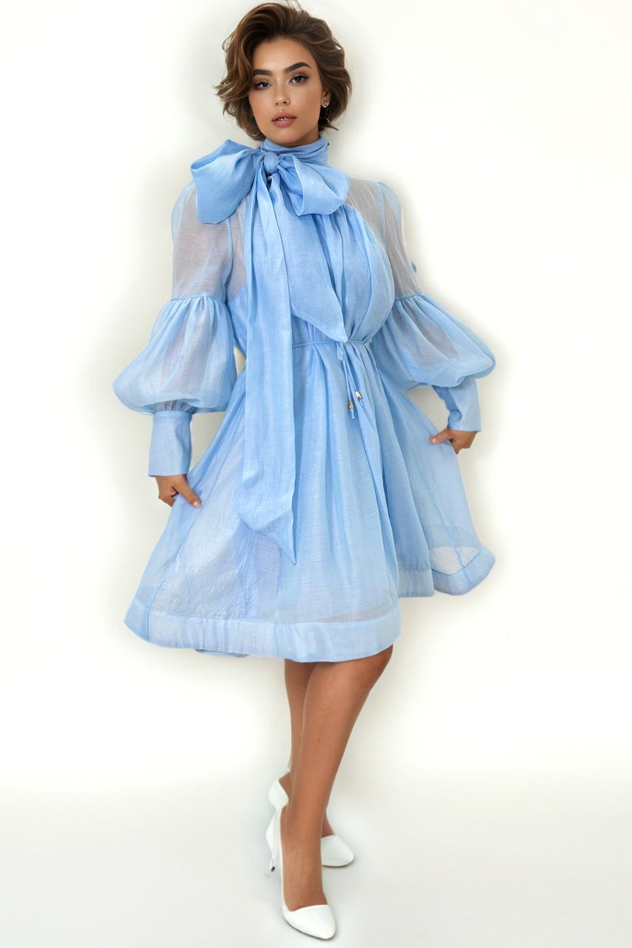 X7921 SKATER DRESS (BLUE, BURG)