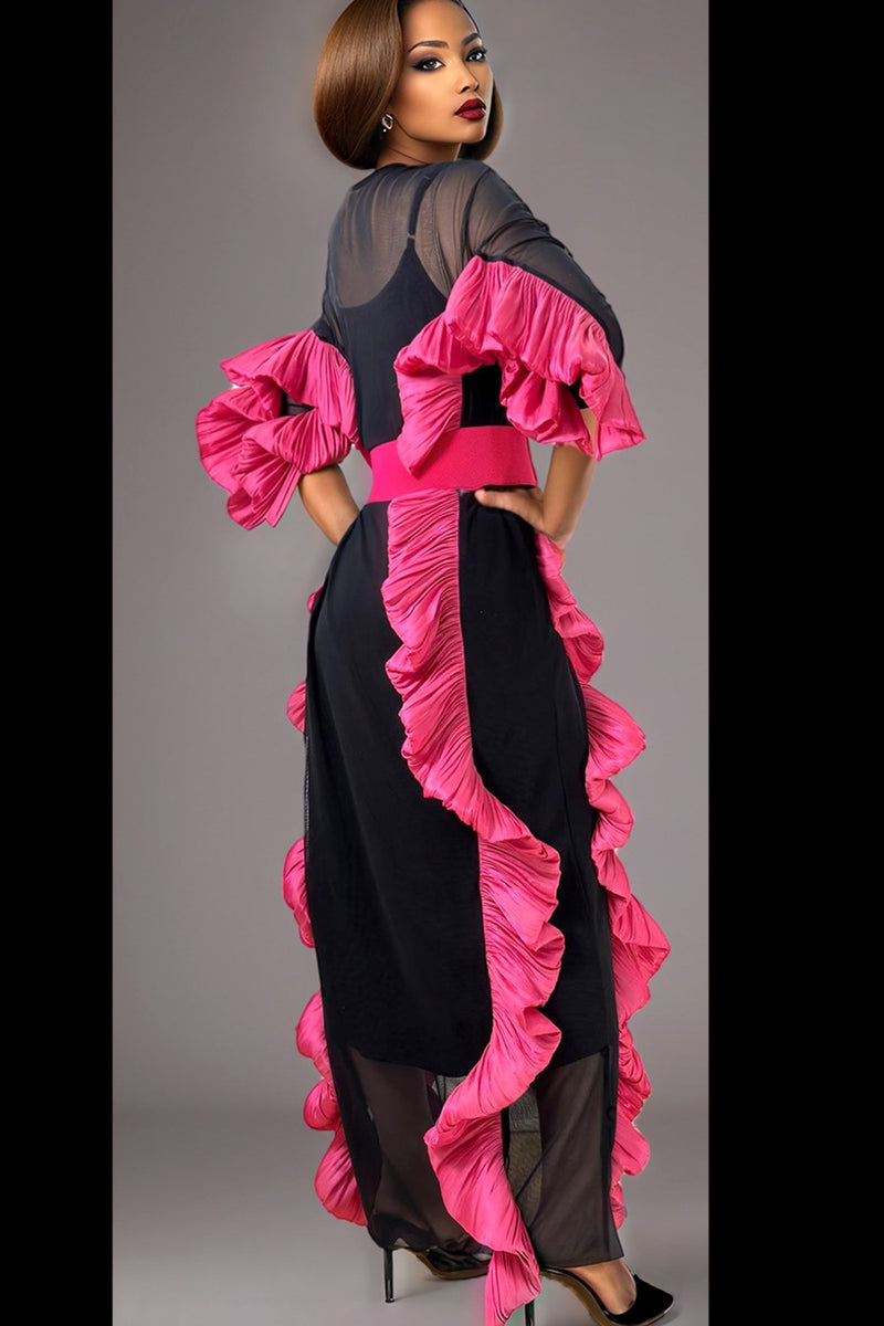 pink ruffle black dress W5933 LINED MESH – N by Nancy 74cm 310cm 22cm 24 related:kenaya-top-black Length:26 Daring Diva Women's Vintage