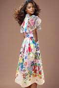T8450 FLORAL WRAP DRESS (S, L)