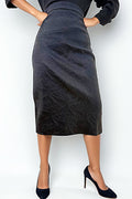 C11123 TEXTURED PENCIL SKIRT (BLK, RED, GRN)