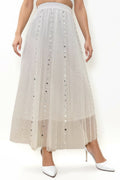 C1940 TULLE SEQUIN SKIRT (BEIGE, WHT)