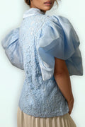 S3091 PUFF SLEEVE LACE TOP (LILAC, BLUE)