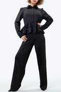 CH0099 COLLARED RUFFLE SWEATER TOP
