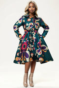 S3067 PLEATED HI-LO JACKET DRESS (GRN, BLK)