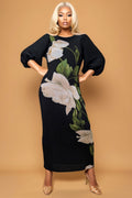 N2556 PUFF SLEEVE CRINKLED DRESS