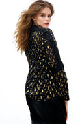 B1501 GOLD PRINT LACE SHEER TOP