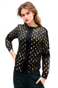 B1501 GOLD PRINT LACE SHEER TOP