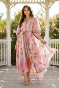 GF1770 SHEER ORGANZA PUFF SLEEVE MAXI DRESS