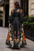 CH6773 BUTTERFLY BOTANICAL GARDEN MIKADO MAXI DRESS