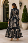 TL9085 ORNATE SCARF-PRINT MAXI DRESS