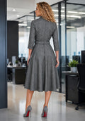 A8067 PLAID MIDI DRESS