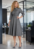 A8067 PLAID MIDI DRESS