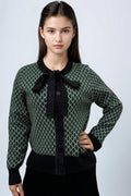 LS63080 LUREX TIE FRONT SWEATER (GRN, PINK)