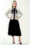 SR3001 SPARKLING BOW CARDIGAN SWEATER (WHT, BLK)