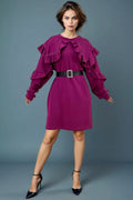 W8381 RUFFLE DRESS (BLK, GRN, MAGENTA)