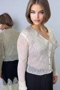 LS64091 LACE V-NECK TOP (BLK, BEIGE)