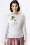 SA5071 FLOWER DIP SWEATER (WHT, BLK)