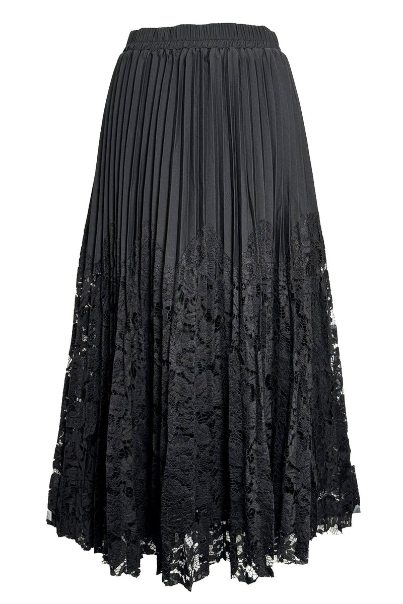 X7801 PLEATED LACE SKIRT (BLK/IVORY, IVORY, BLK) – N by Nancy