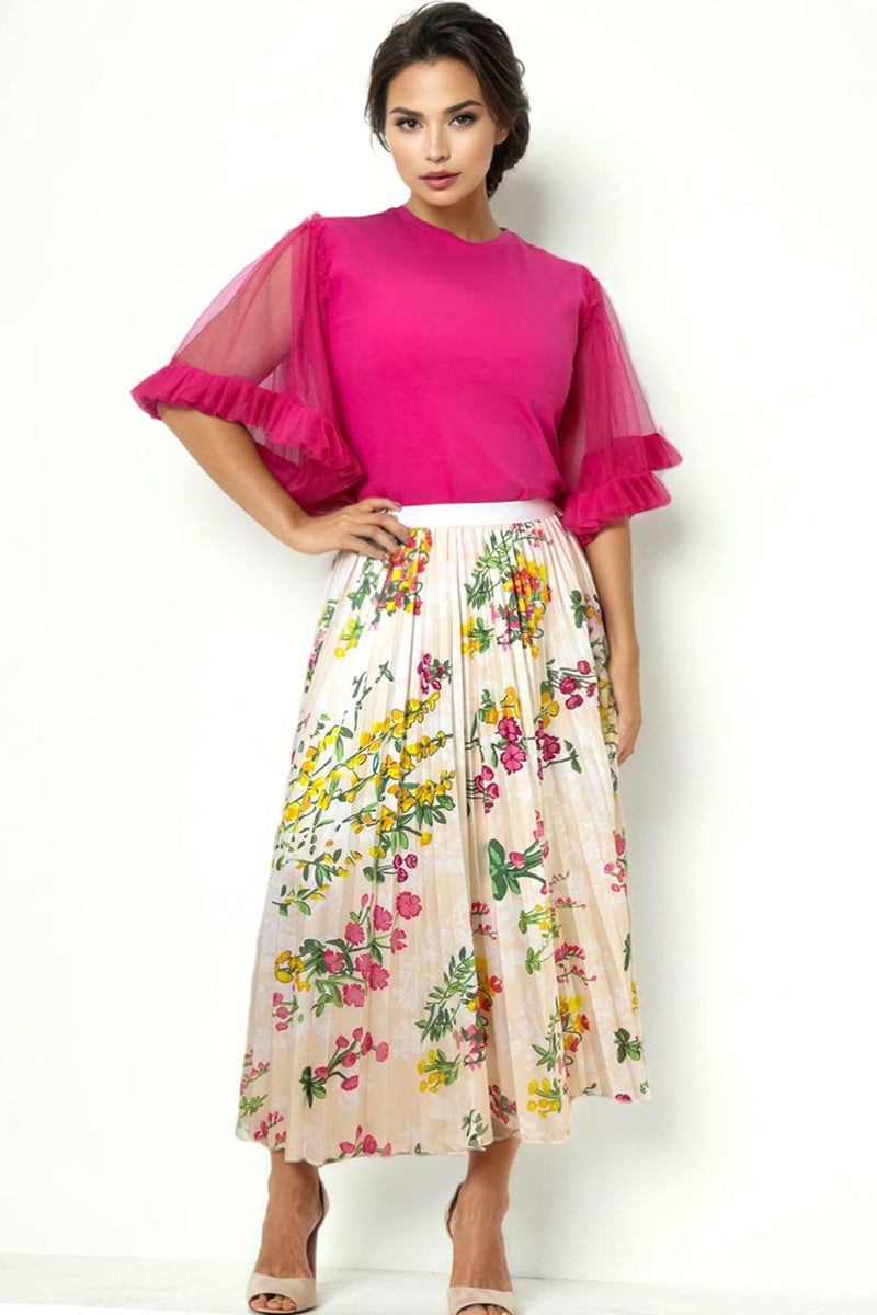 X7640 FLORAL PLEATED SKIRT – N by Nancy