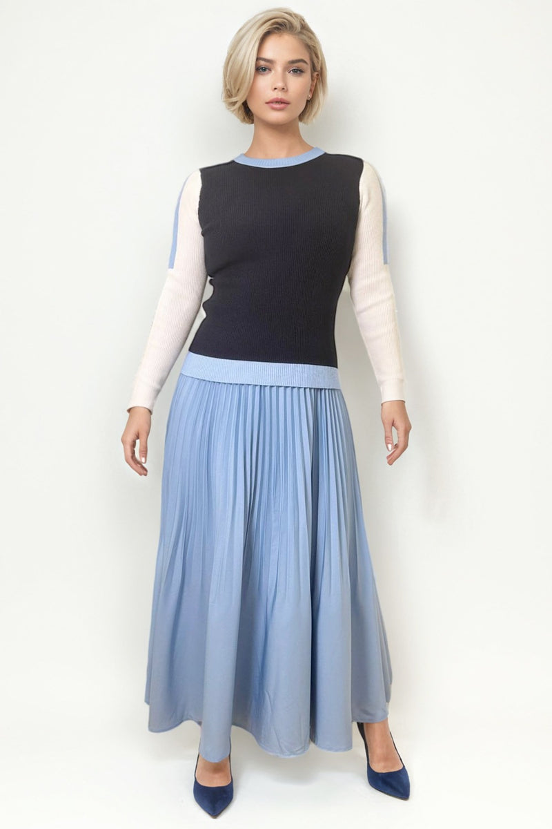 X7870 PLEATED SKIRT (BEIGE, PINK, BLUE) – N by Nancy