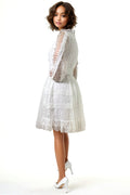 W5713 BELTED LACE DRESS