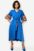 S235 PUFF SLEEVE DRESS (BLUE, WHT, GRN)